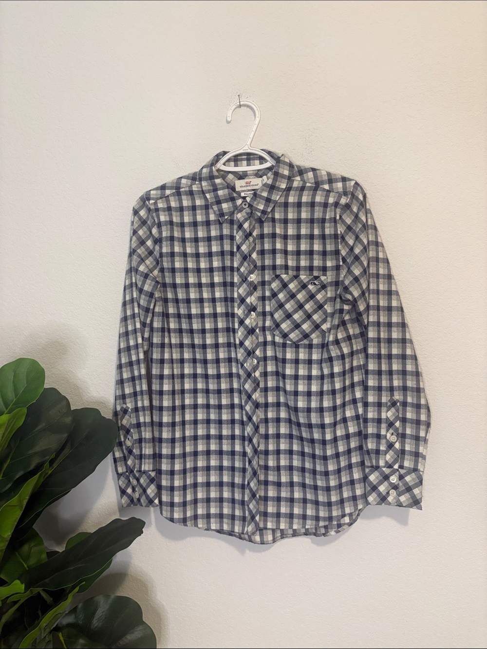 Vineyard Vines Navy and White flannel Plaid Button-Down Shirt - relaxed Fit 2